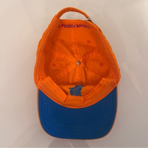 POLO RALPH LAUREN Orange Cotton Baseball Cap Blue Pony Logo - Picture 8 of 9
